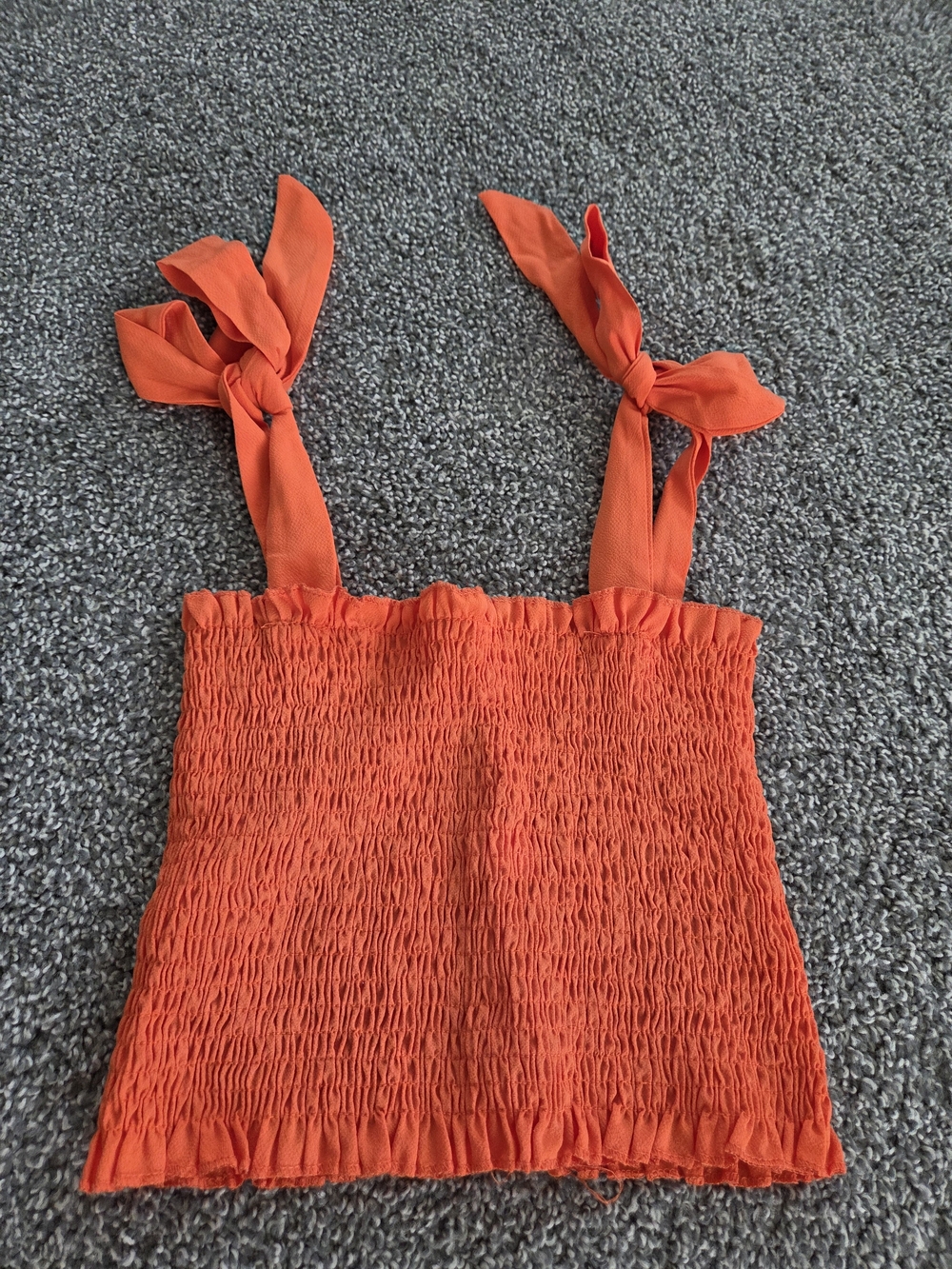 American Eagle Outfitters Orange Smocked Tie-Strap Camisole